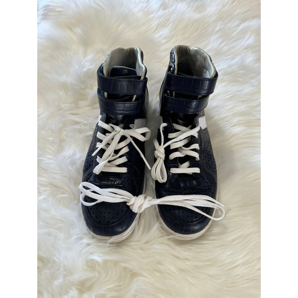 Creative Recreation | Midnight Blue Croc Embossed High-Top Sneakers | US 12